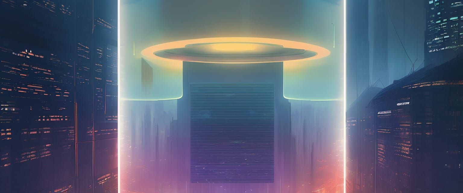 Cyberpunk Cityscape at Dusk with Neon Lights