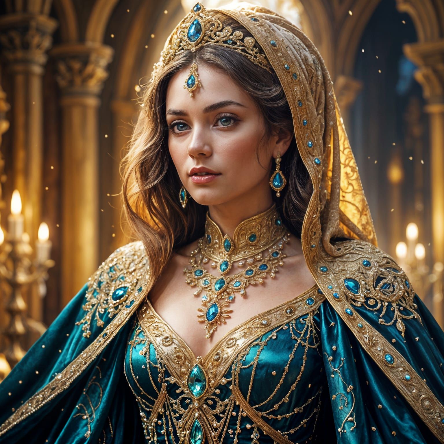 Regal Fantasy Princess in Opulent Attire