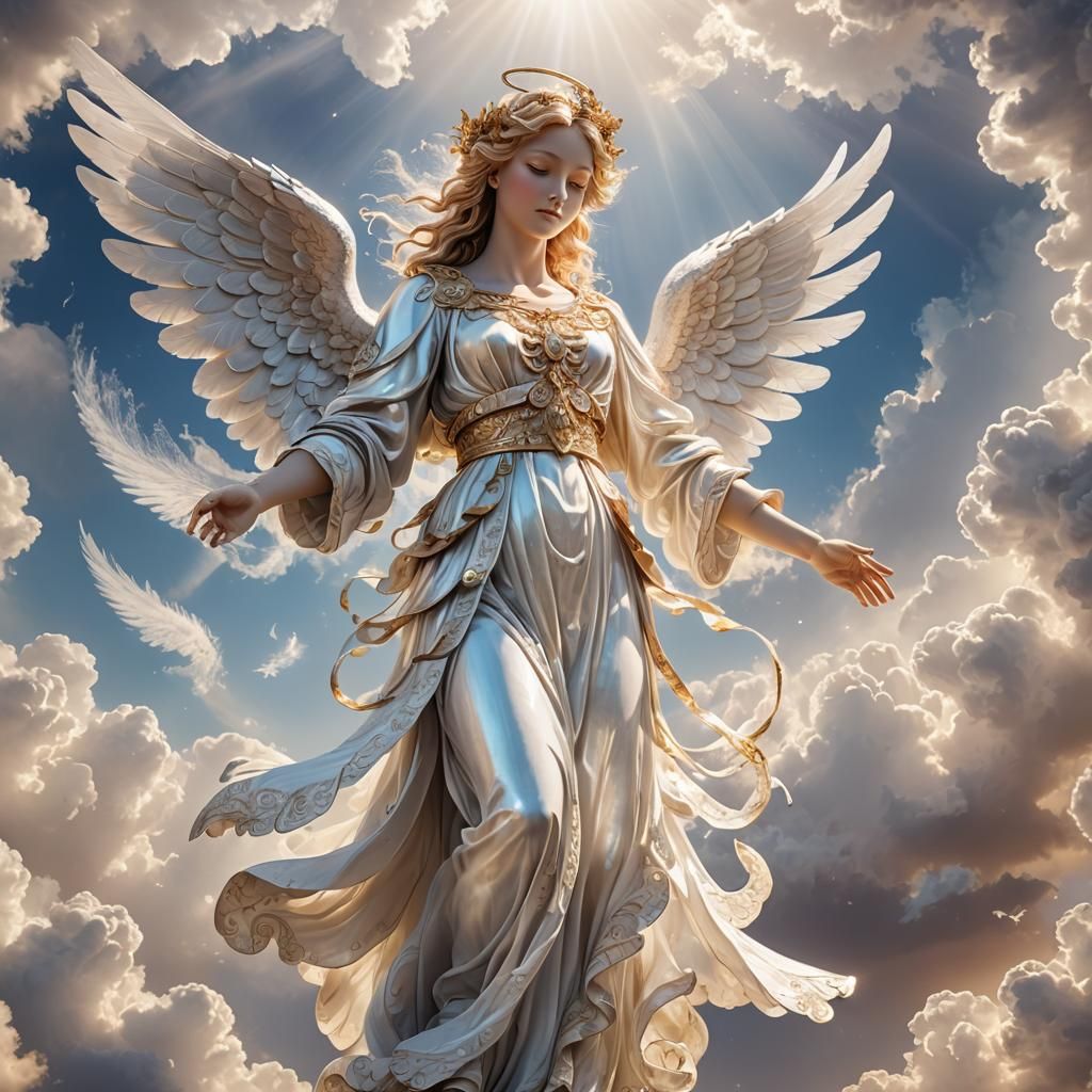 Ornate Angel with Wings in Detailed 3D Render