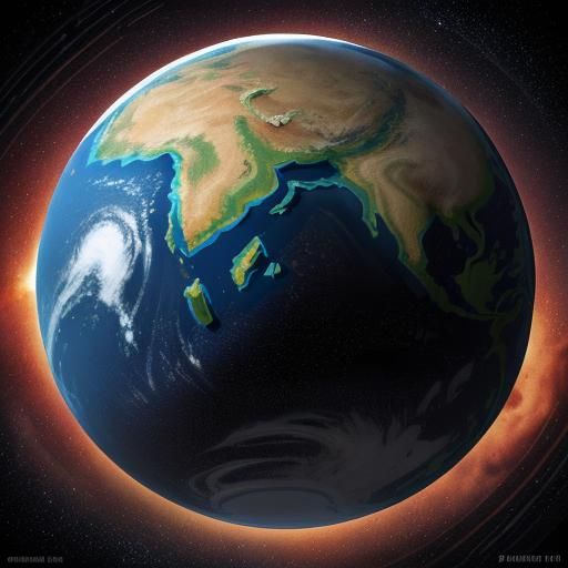 Vibrant Sketch of Earth and Solar System