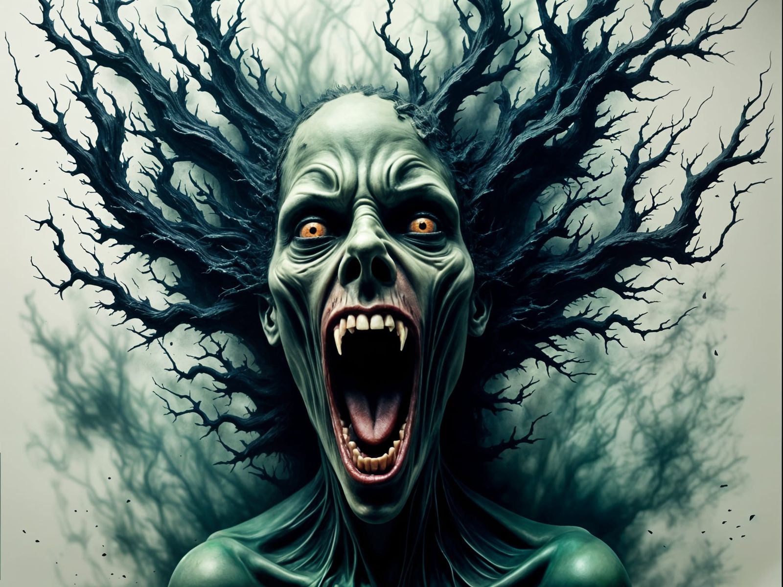 Disturbing Inkblot Monster Portrait in Dark Tones