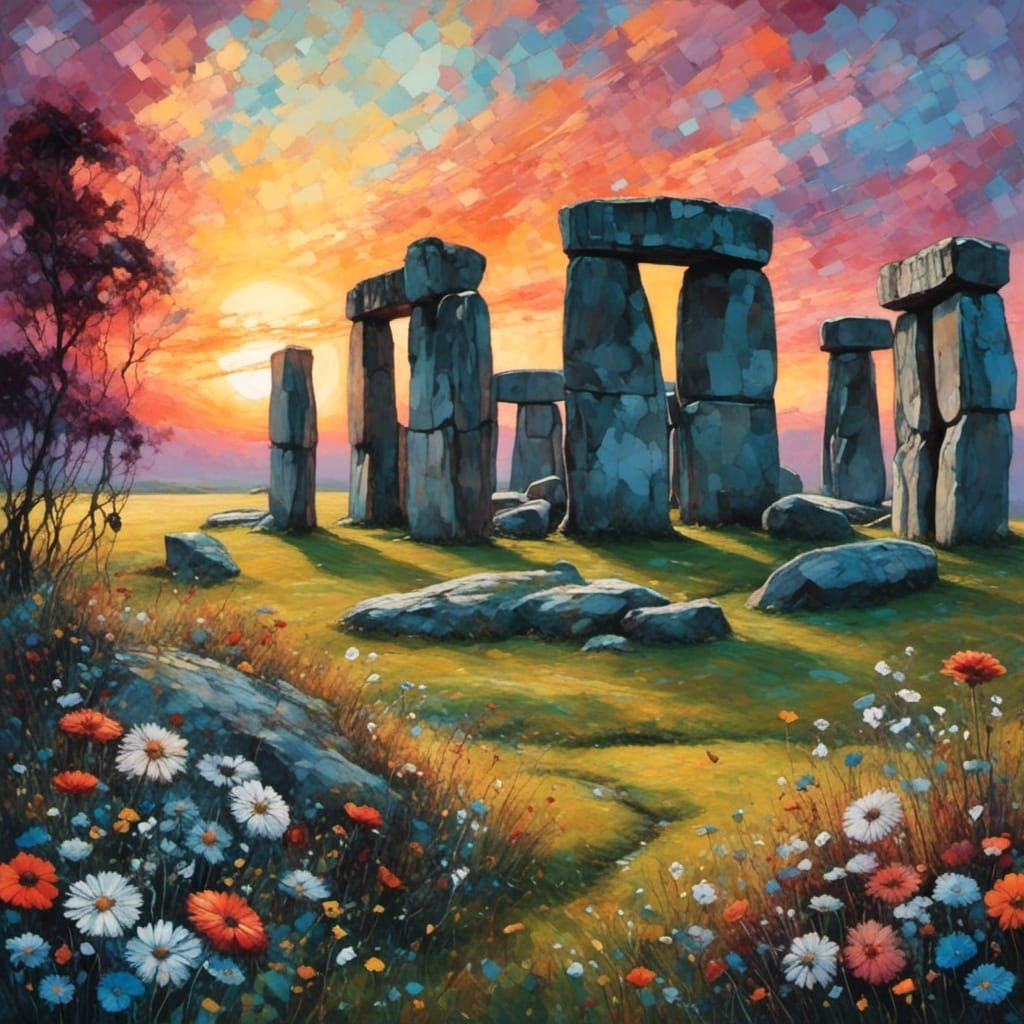 Stonehenge Sunset in Summer, Bjarnoart Style