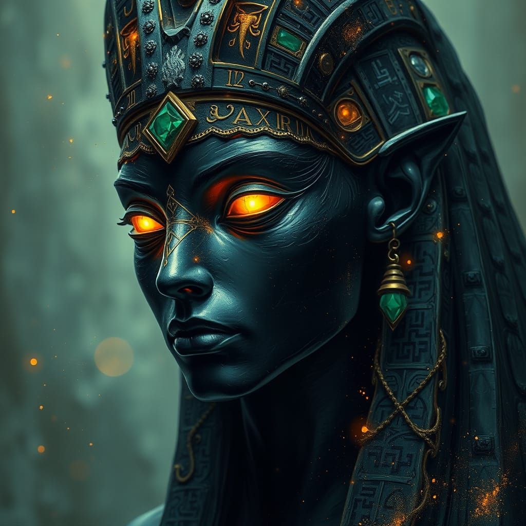Capricorn as Egyptian Goddess in Digital Oil Painting