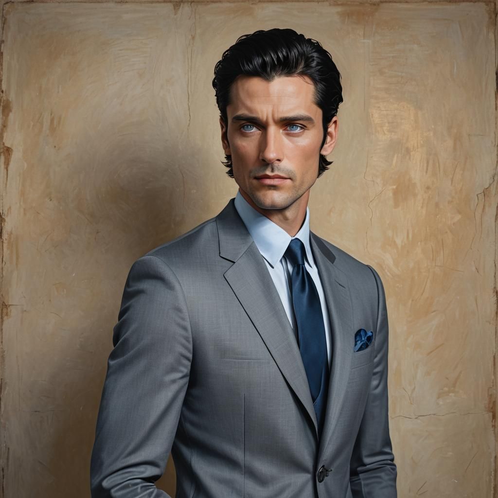 Hyperrealistic Portrait of a Man in Da Vinci-Inspired Suit
