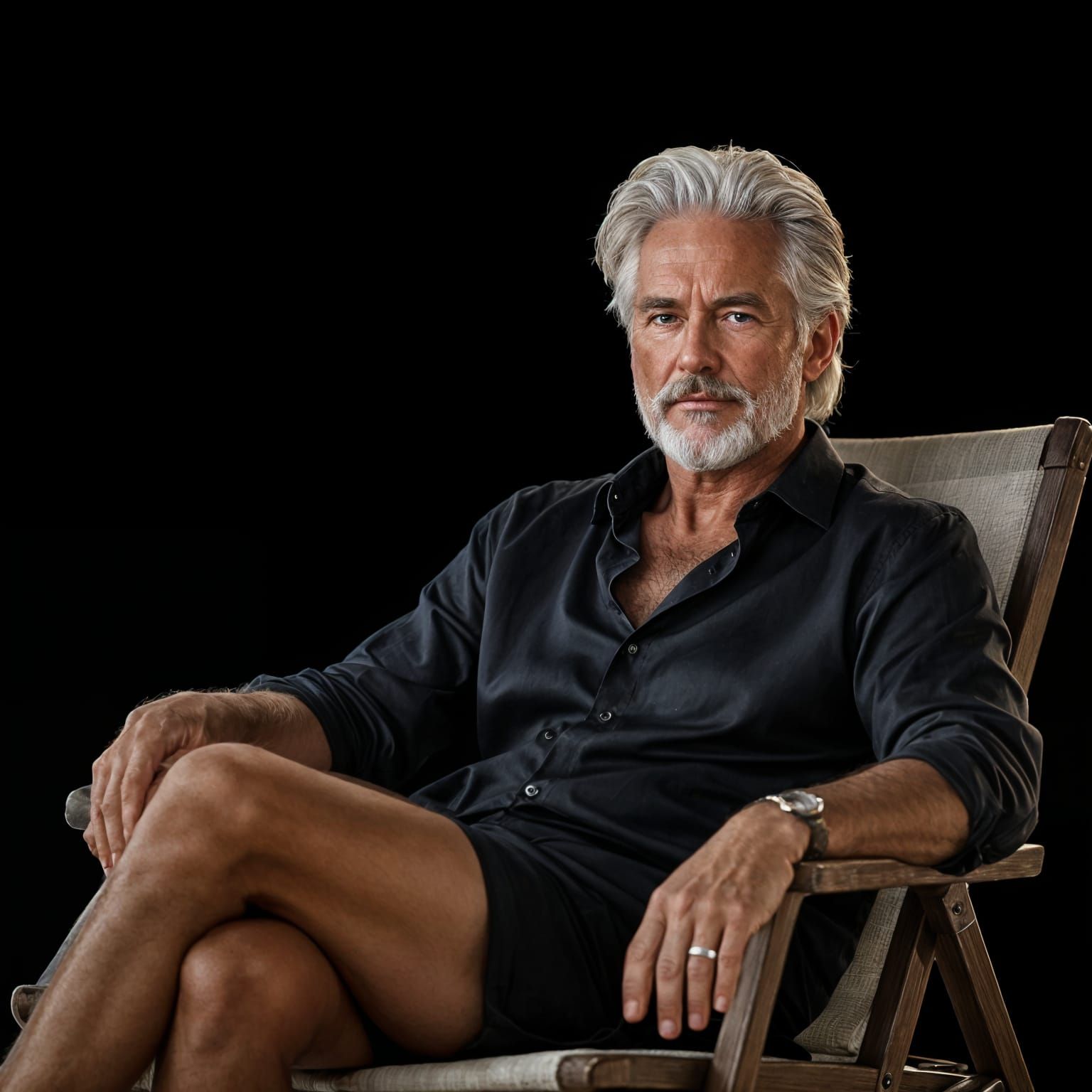 Handsome White-Haired Man in Ethereal Lighting