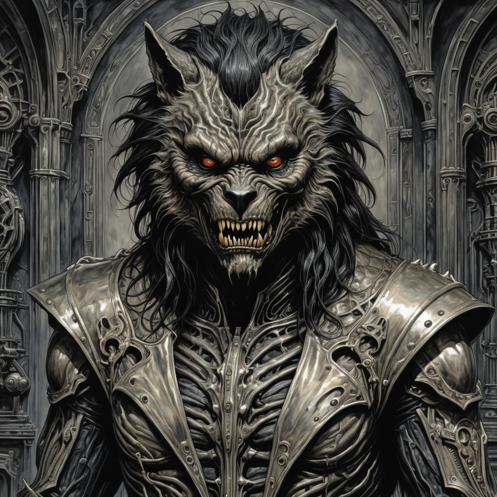 Werewolf Portrait in a Surreal Anatomical Style