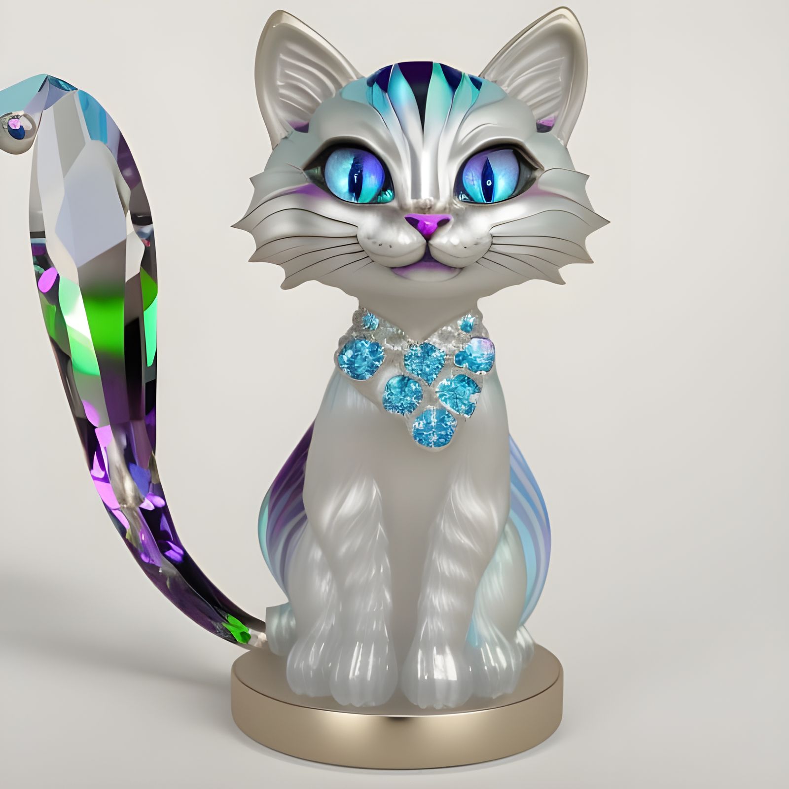 Crystal Cheshire Cat Figurine in Art Nouveau