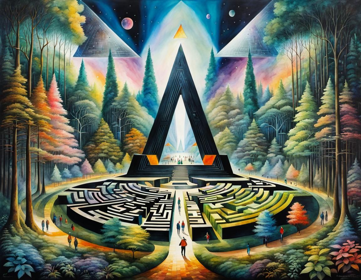 Futuristic Forest City: Retro Art Deco Portal