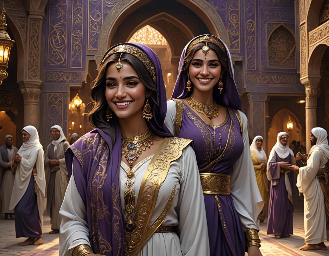 Beautiful Arabic Woman with a Smile, Digital Art