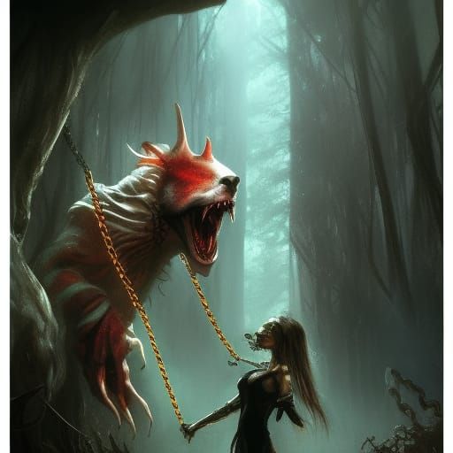 Dark Fantasy Monster in Volumetric Lighting