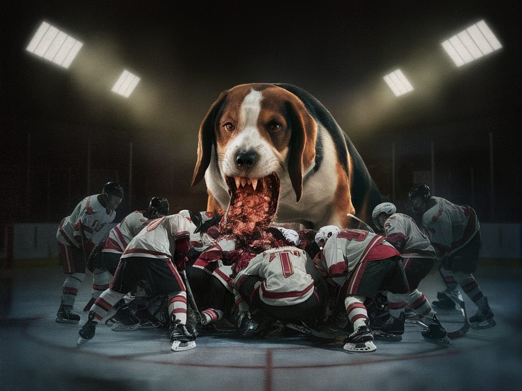 The Evil Beagle Eats The Entire Hockey Team III