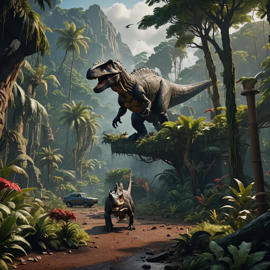 Detailed Jurassic Park Matte Painting in 8K