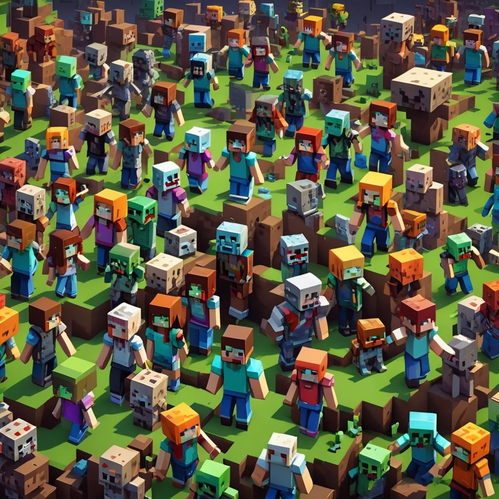 Minecraft-Inspired Blocky Zombie Scene in 3D