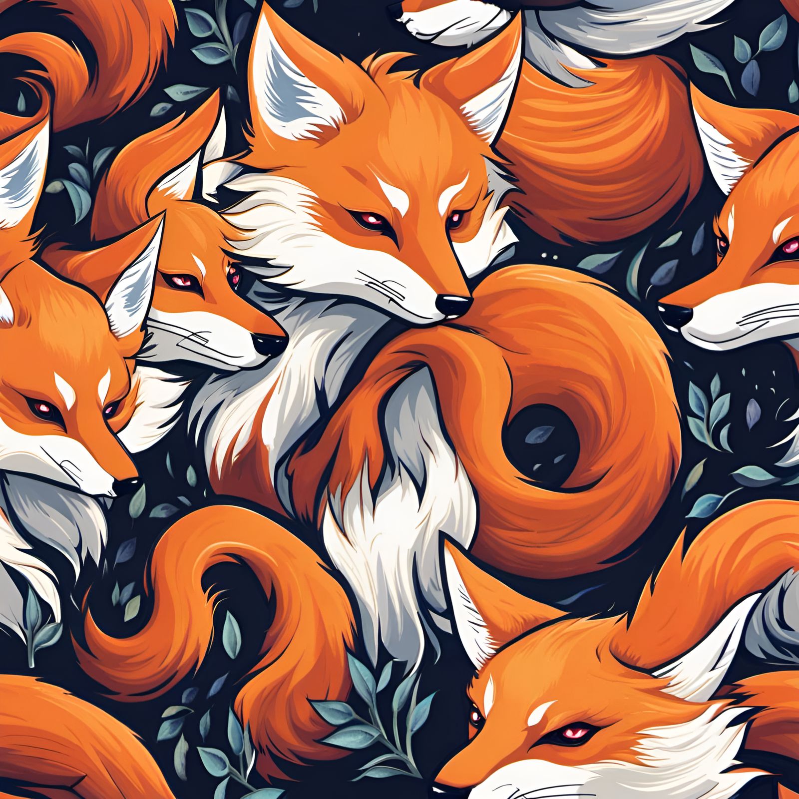 Many Kitsune Generated by AI