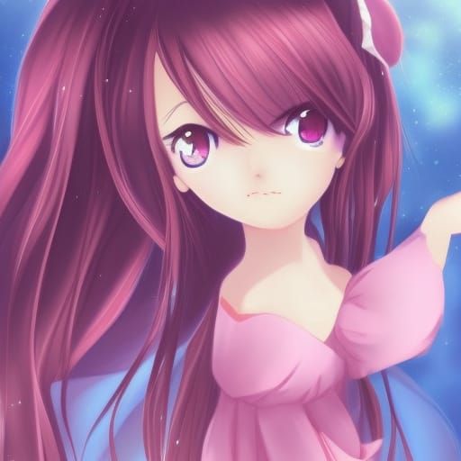 Cute Anime Princess in Japanese Manga Style