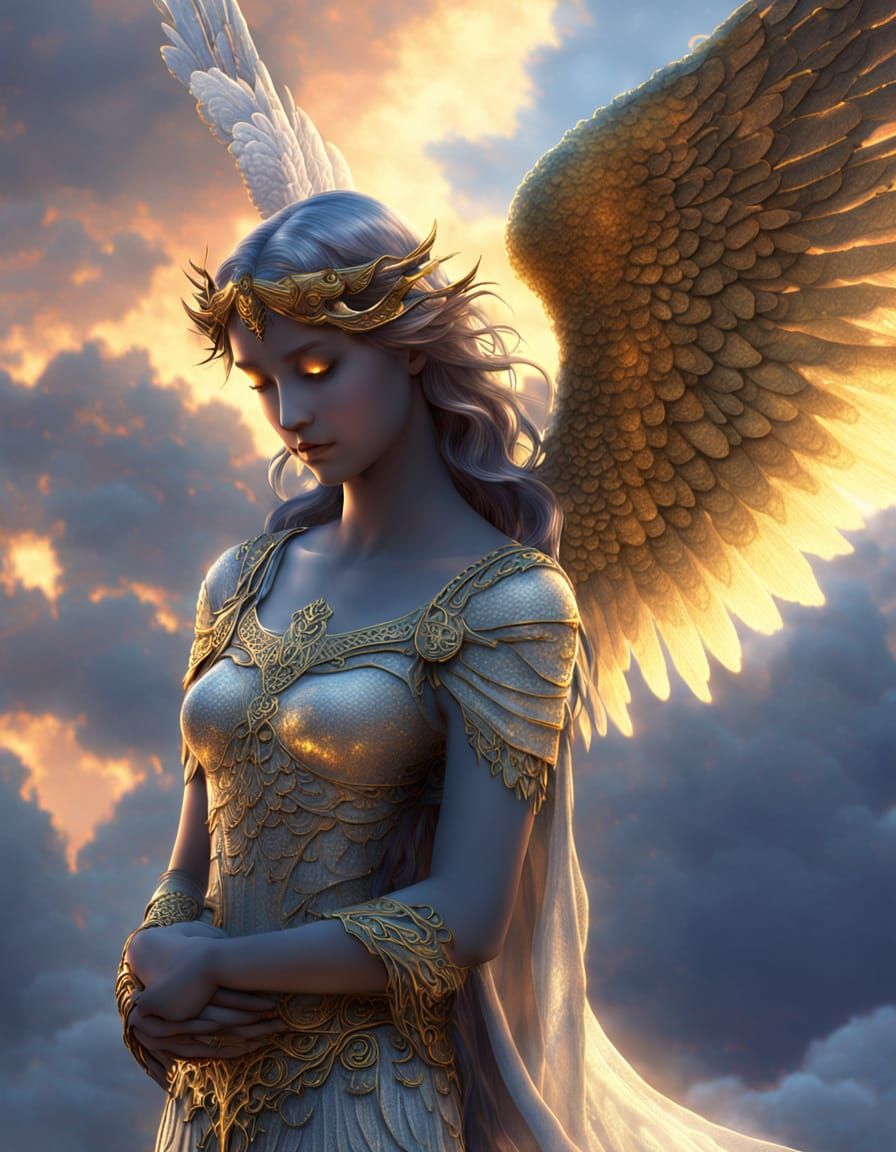 Angelic Embrace: A Mystical Fantasy Illustration