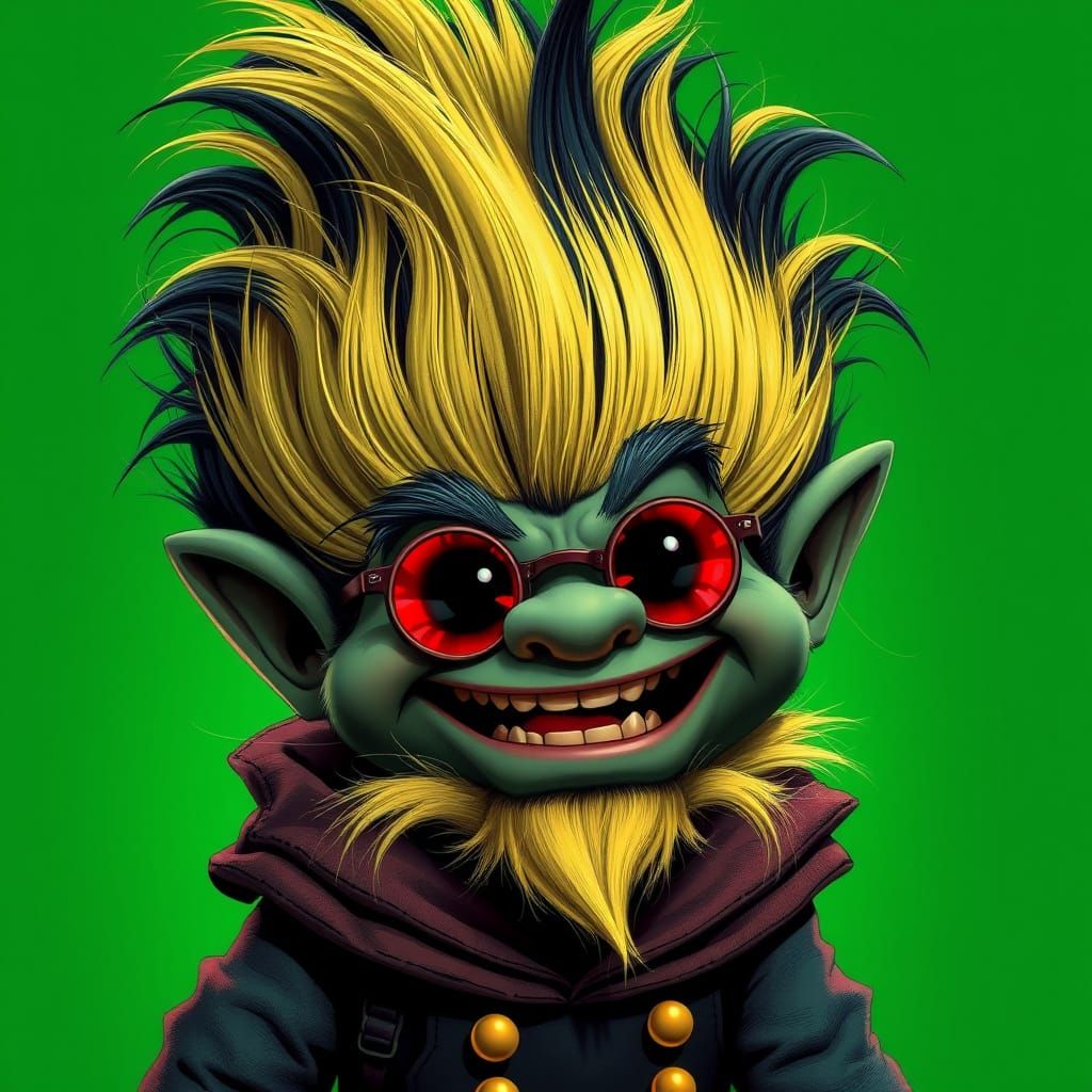 Blonde Troll with Golden Wine Goblet