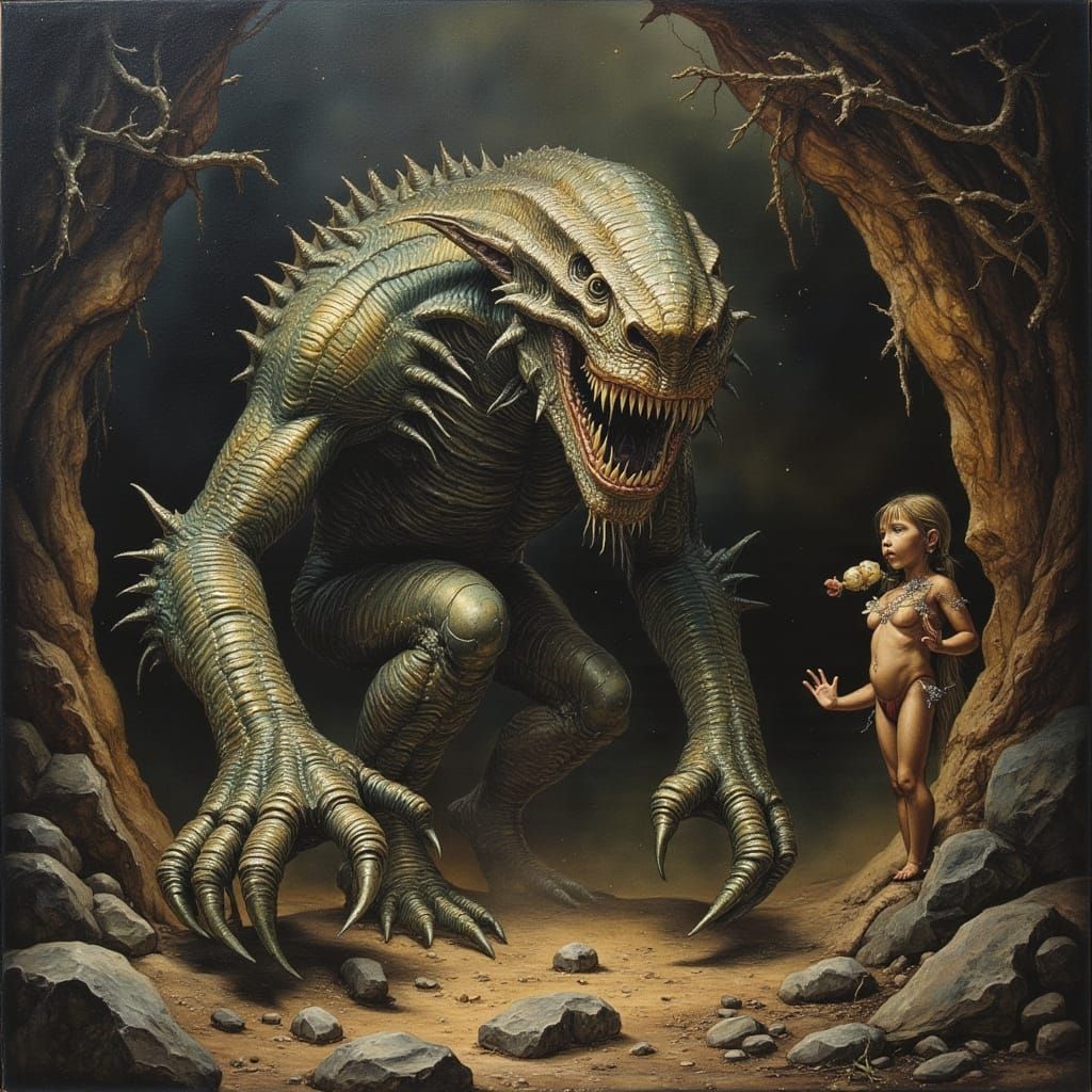 Terrifying Mine Creature in Hans Arnold Style
