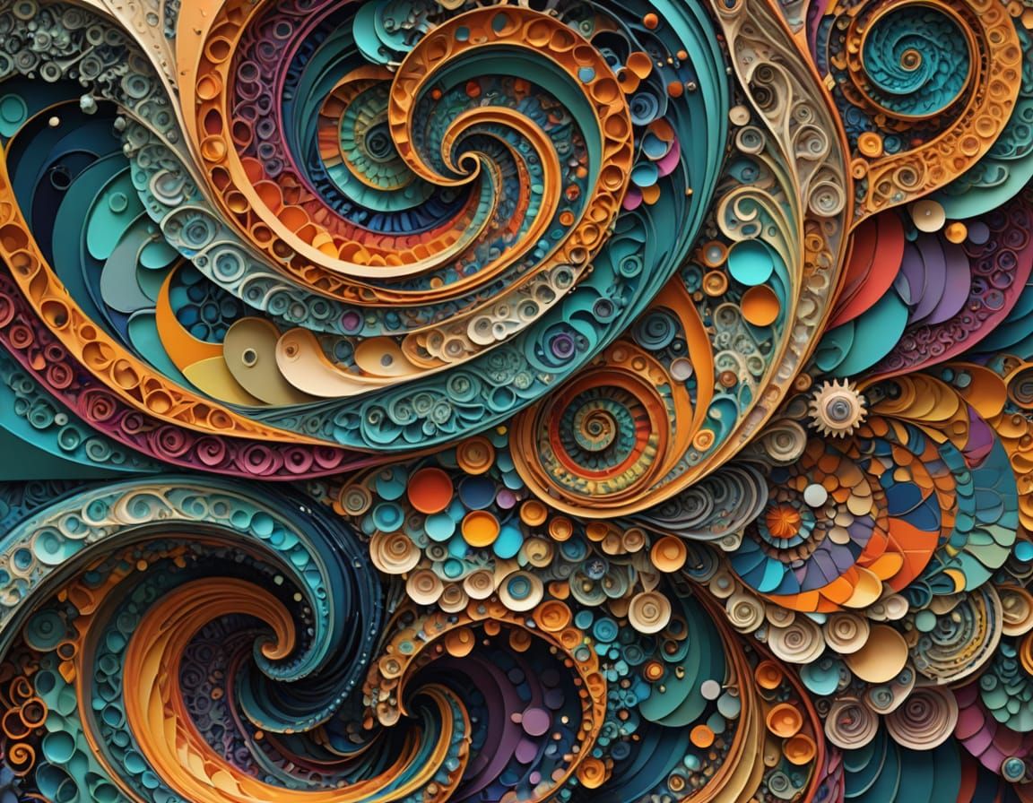 Vibrant Swirling Patterns in Kaleidoscopic Abstraction