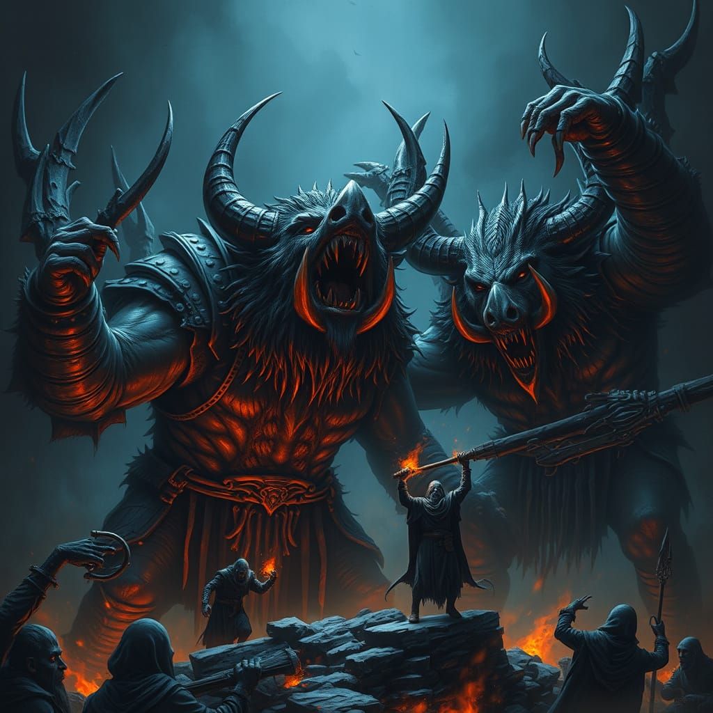 Boar Demons Torment Souls in the Abyss