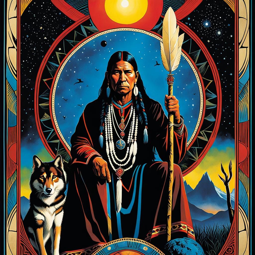 Native American Shaman Reads Trickster Tarot