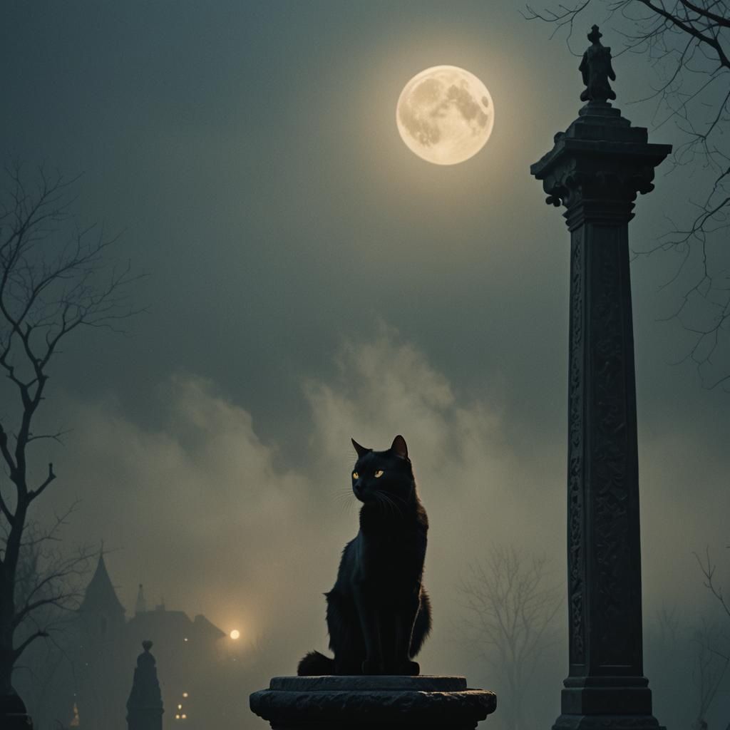 Regal Humanoid Black Cat in Cinematic Style