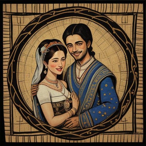 Motherhood Reveal in Impressionist Warli Art Style