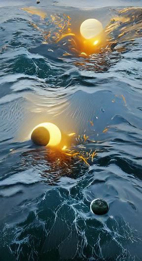 Sun and Moon Sinking: Hyperrealistic Digital Painting