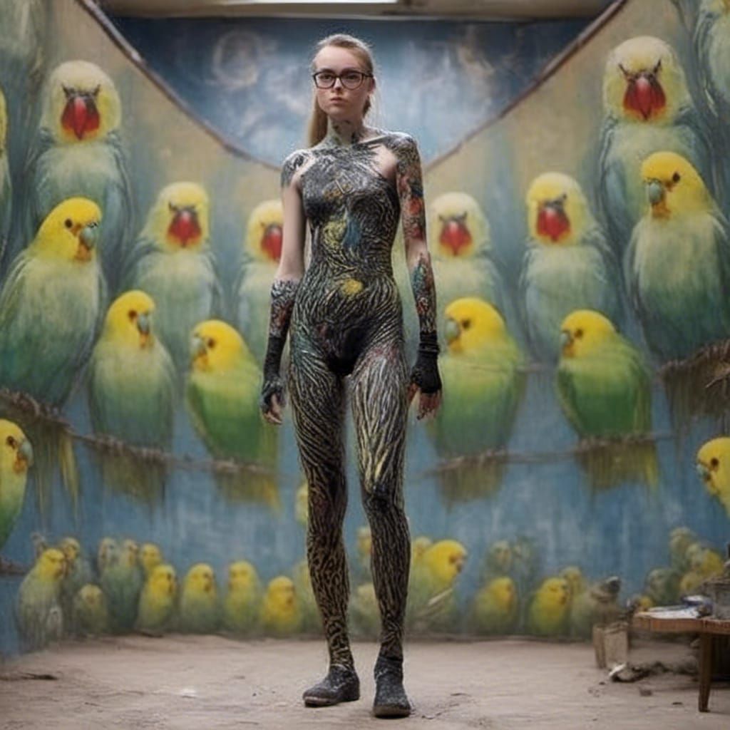 Sensual Body Painting of a Bird on Young Woman
