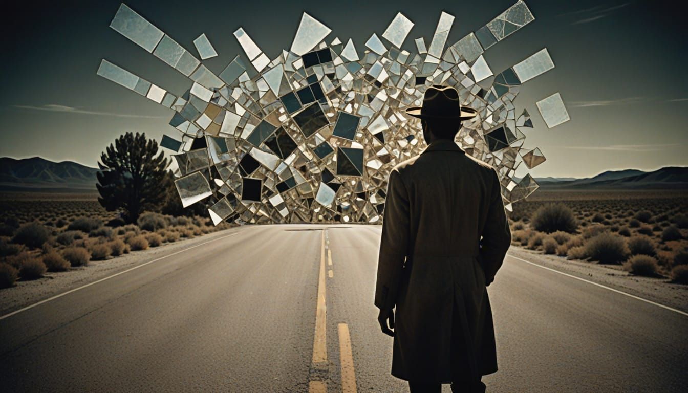 Surreal Roadside Encounter in a Dreamlike 1900s Atmosphere