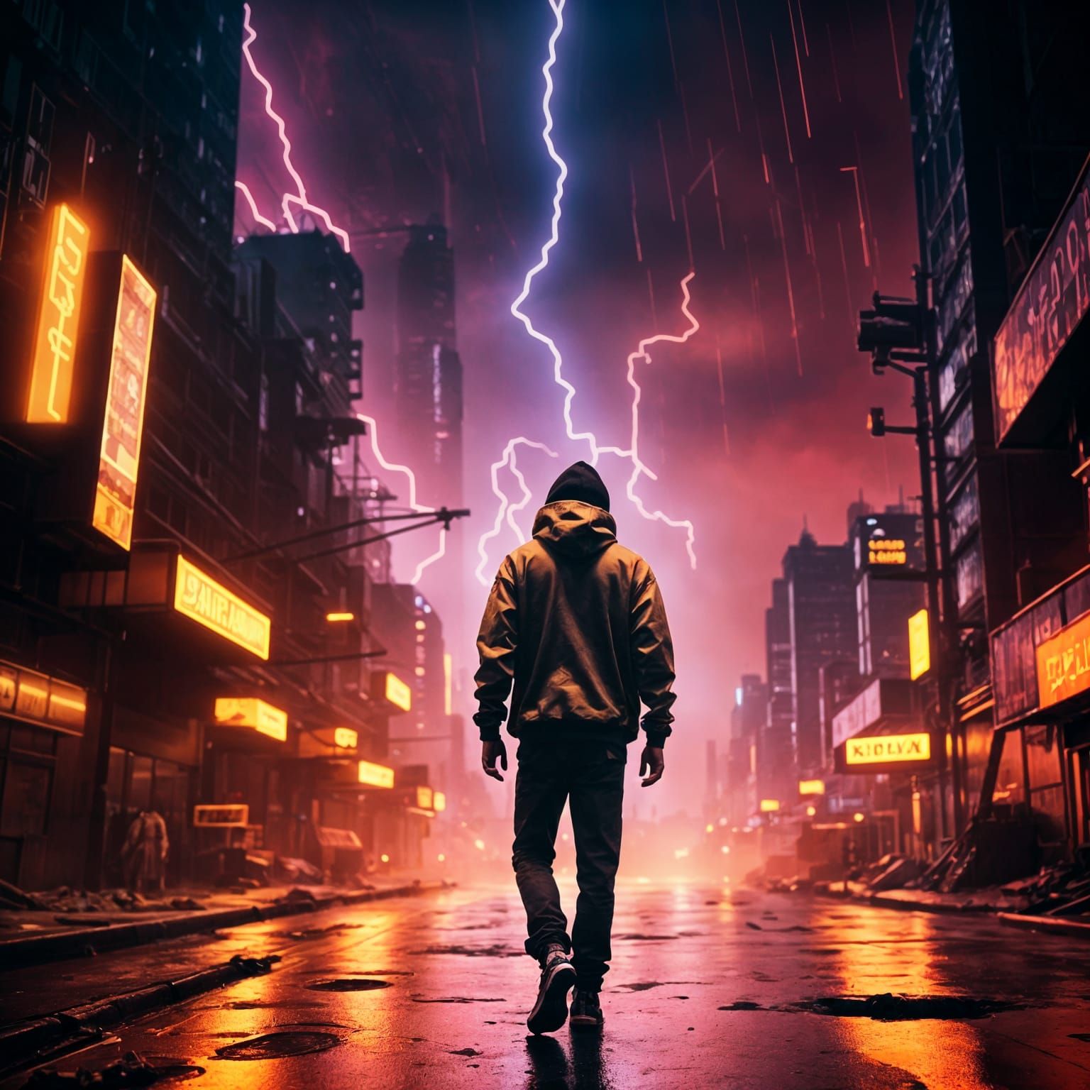 Cyberpunk Cityscape: Post-Apocalyptic World in Neon