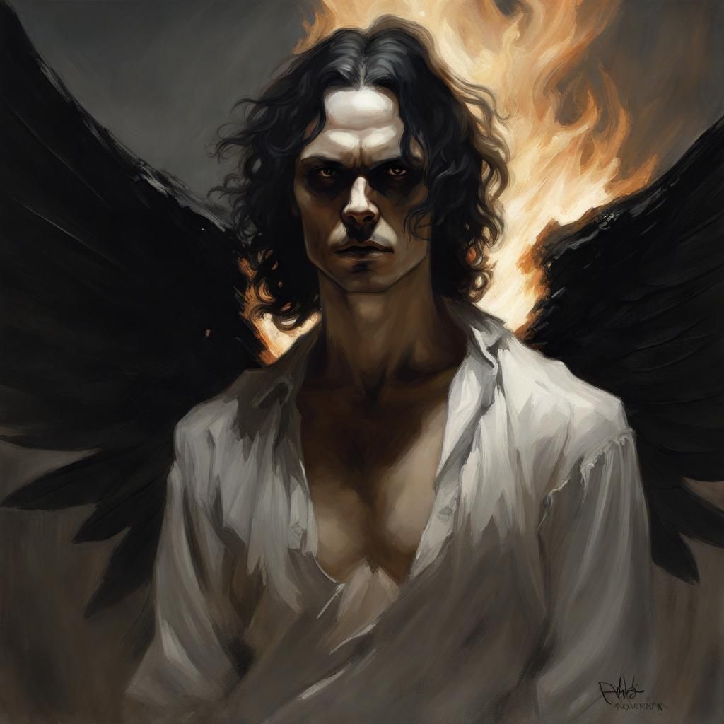 Dark Angel Portrait in Hyperdetailed Digital Art Style