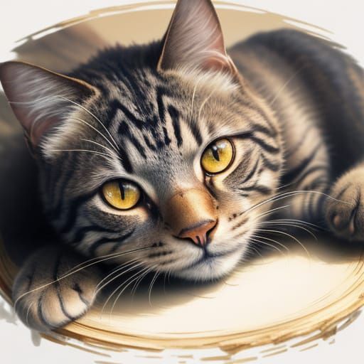 Cat on Branch in Fantasy Illustration Style