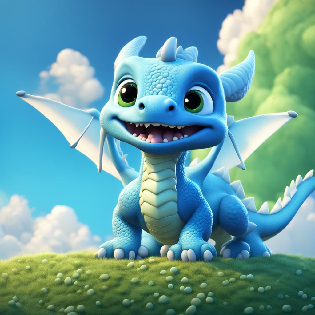 Friendly Cloud Dragon in Pixar Style