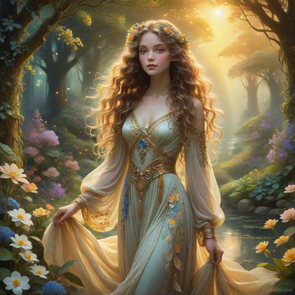 Enchanted Garden Goddess with Floral Halo
