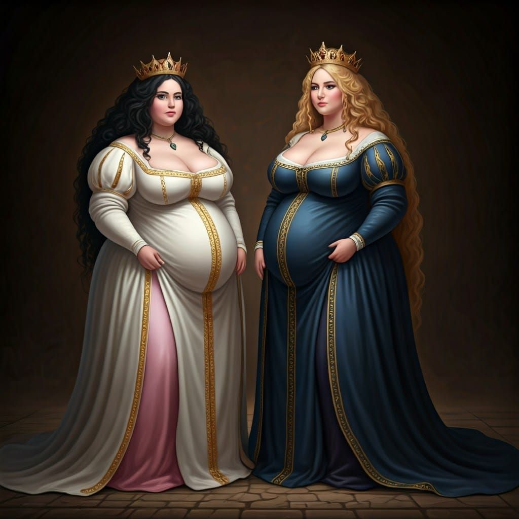Two Queens in Medieval Splendor, Celebrating Love and Beauty