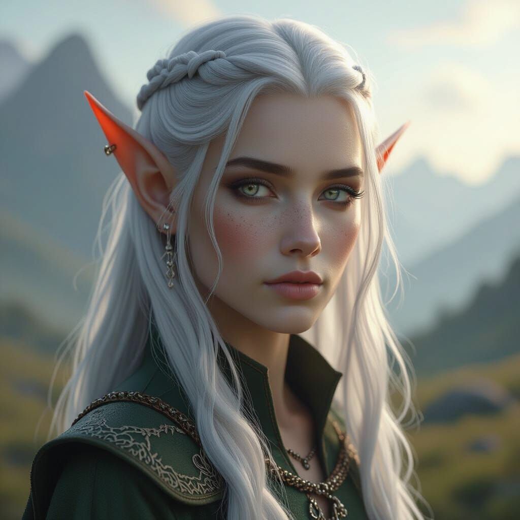 Elf in Magical Landscape with Cinematic Lighting