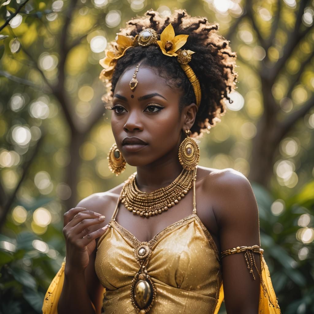 African Oshun Goddess in Professional Photography Style