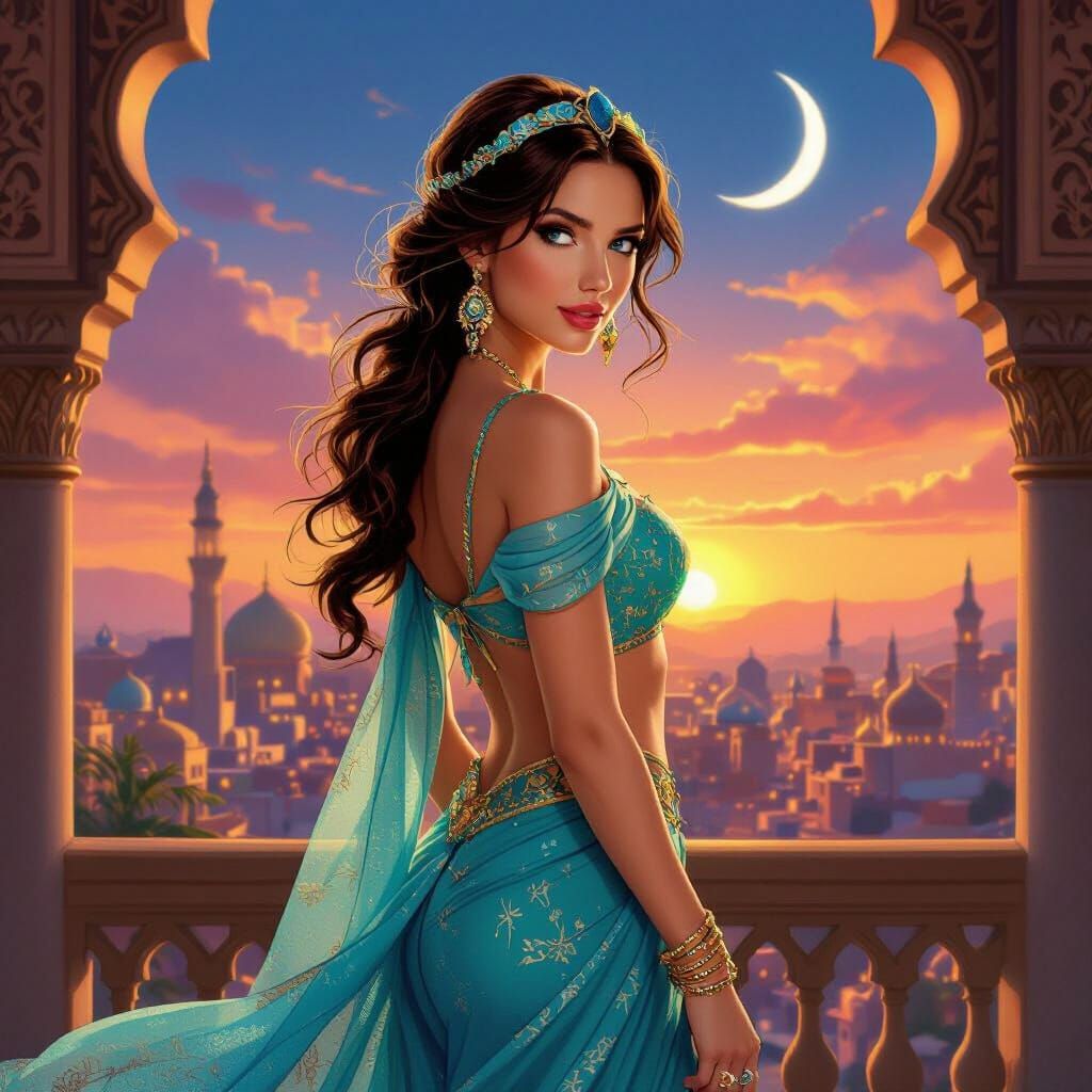 Taylor Swift as Princess Jasmine in Agrabah Sunset