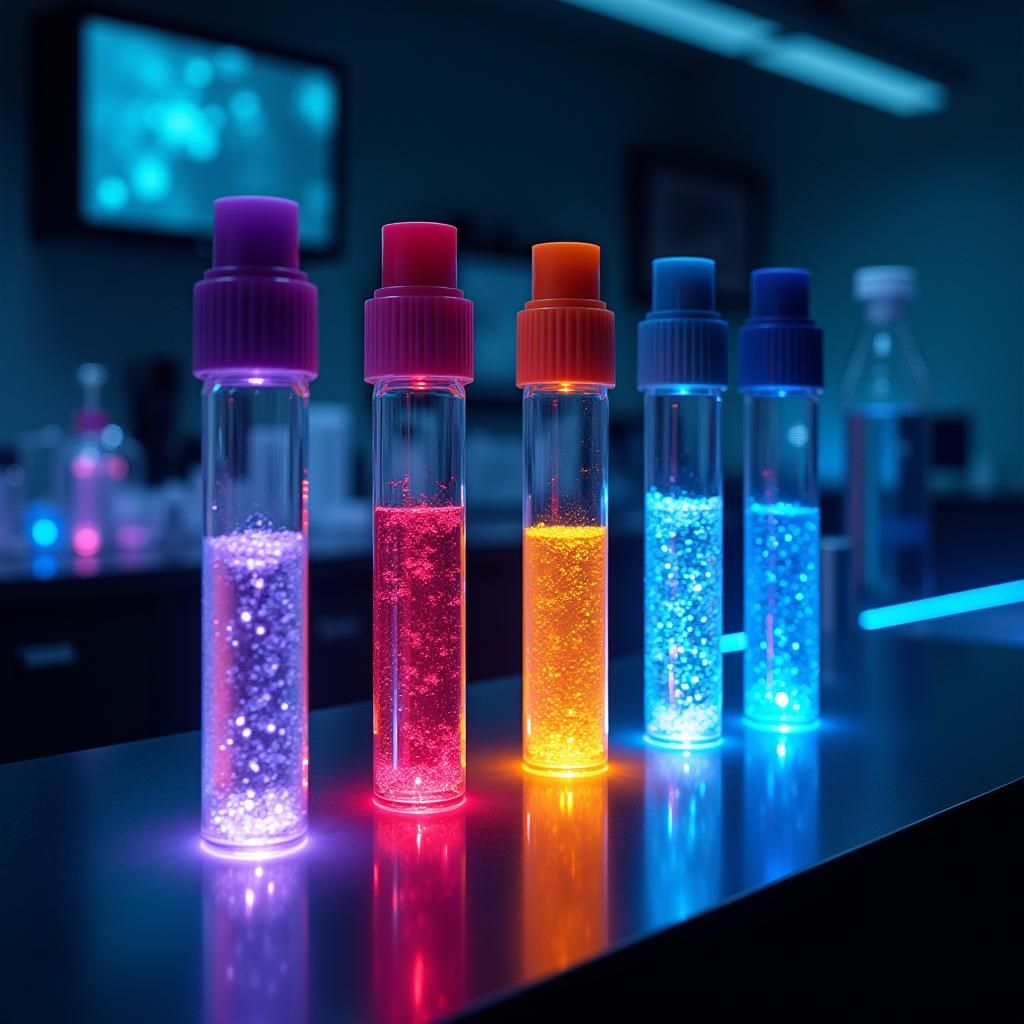 Futuristic Medical Lab: Glowing Blood Sample Tubes