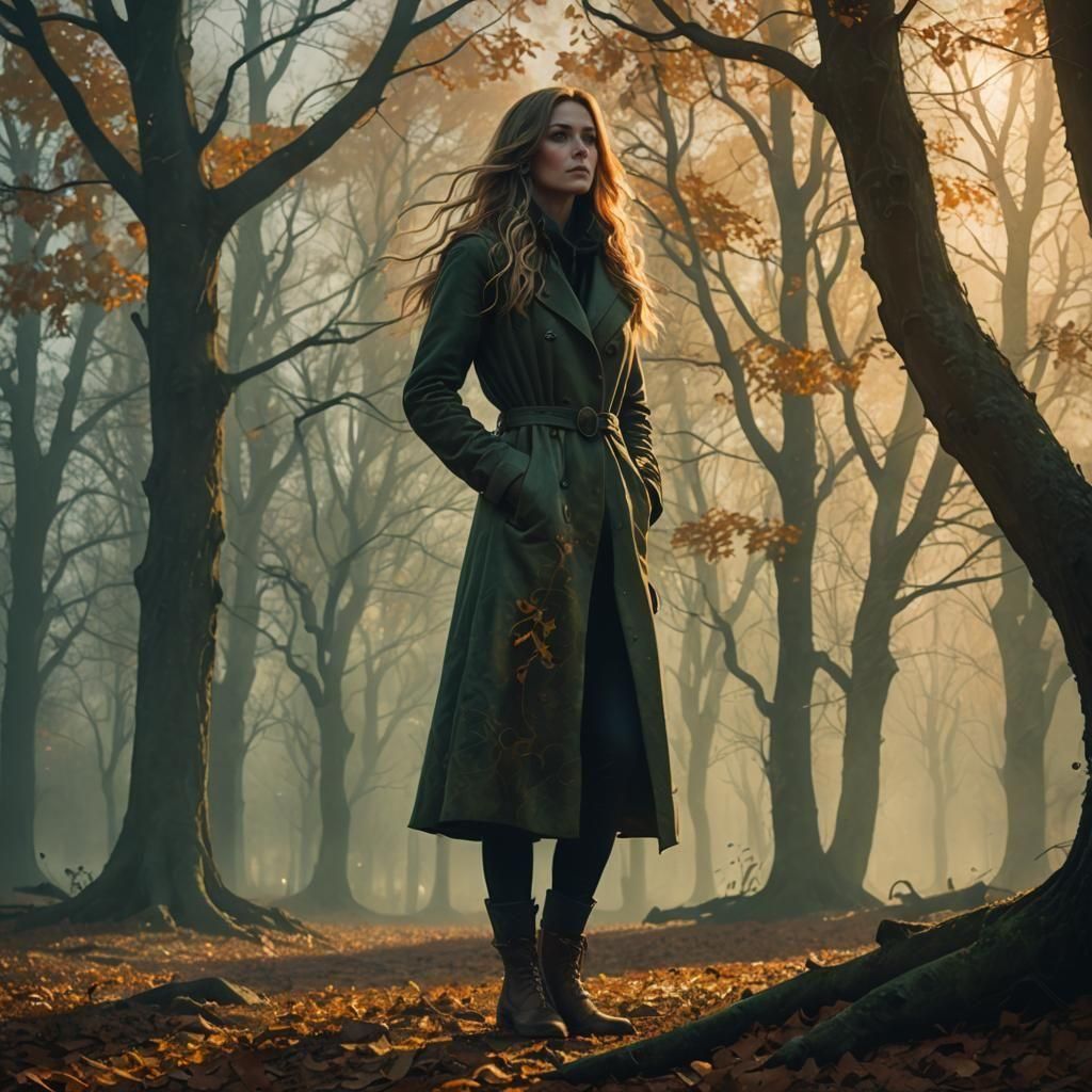 Autumn Woman in Park, Sinister Style