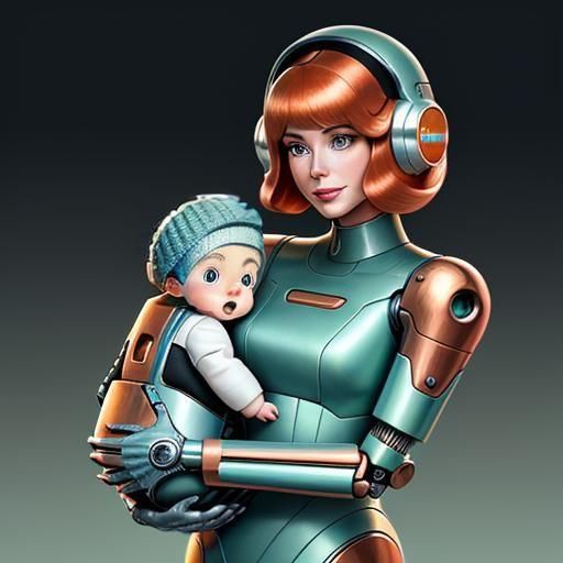 Colorful Comic Book Portrait of Baby in Cap