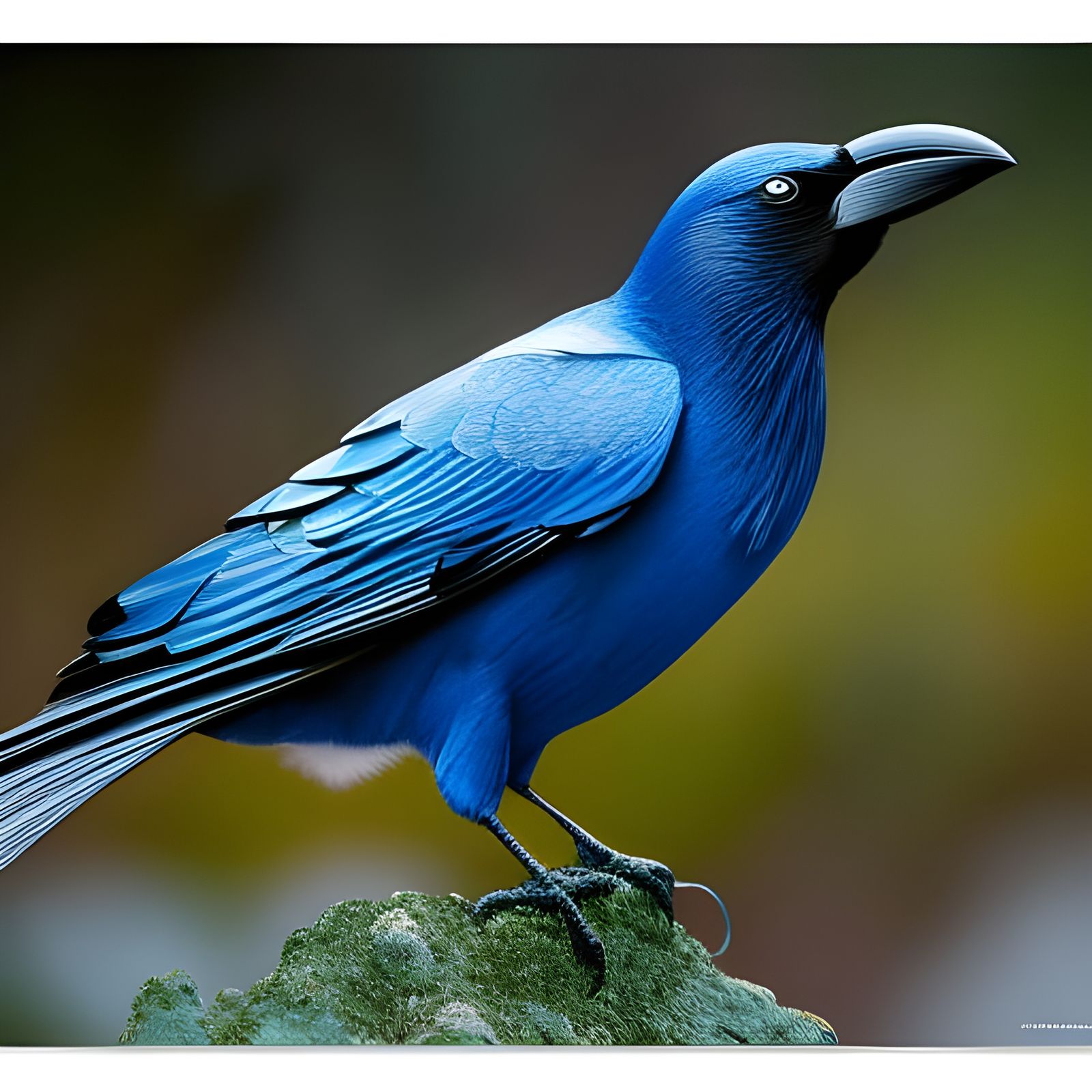 Blue Crow with Jeweled Crown: Digital Art