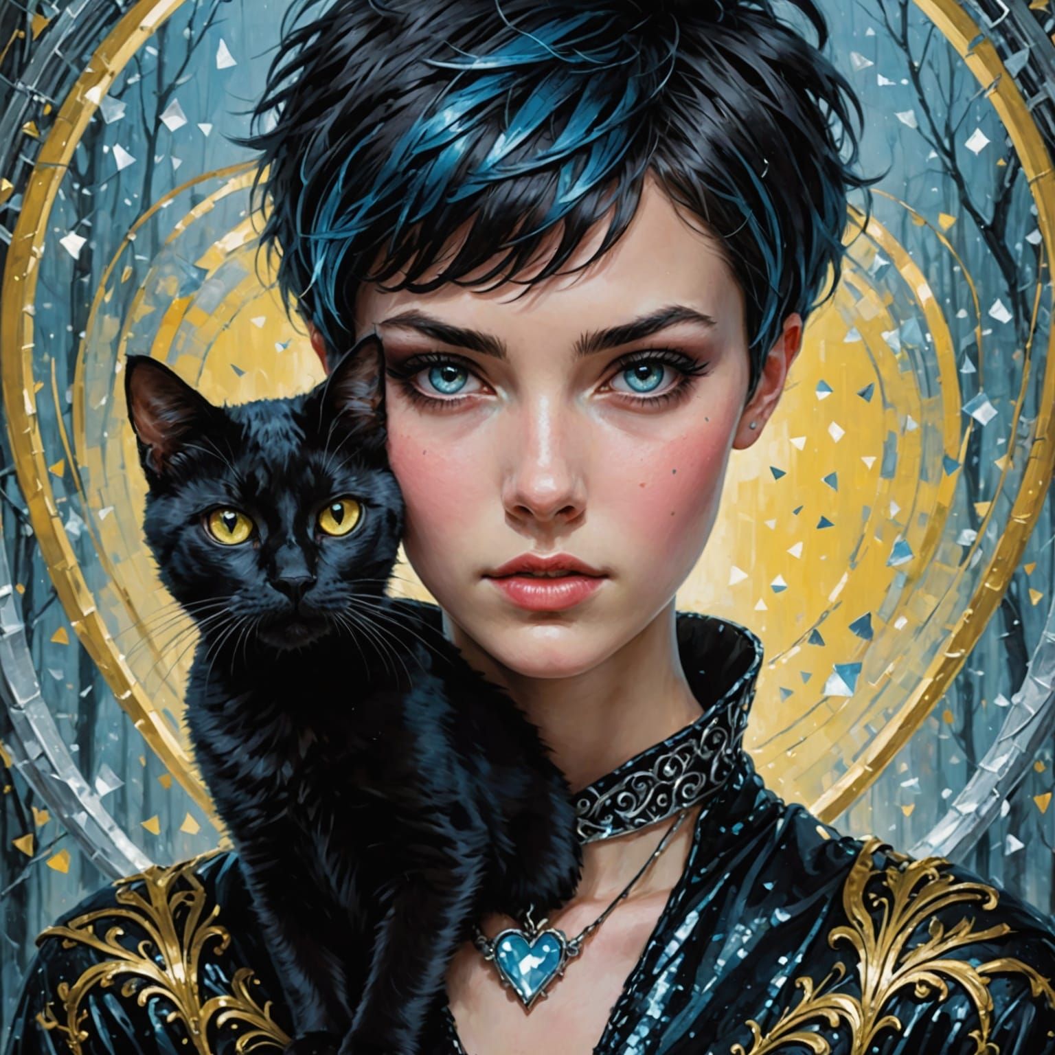 Guarded Enchantress in Mystical Forest