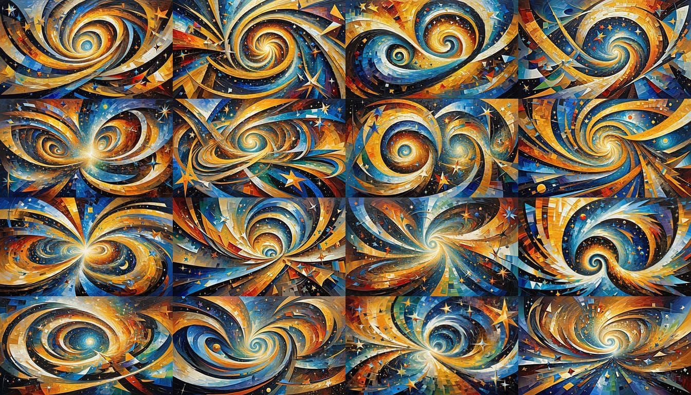 Cosmic Whirlpool Stars in Swirling Multiverse Abstraction