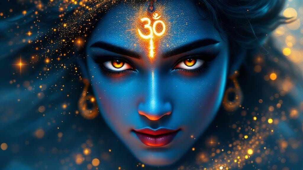 Lord Krishna Close-Up: Piercing Eyes, Digital Art