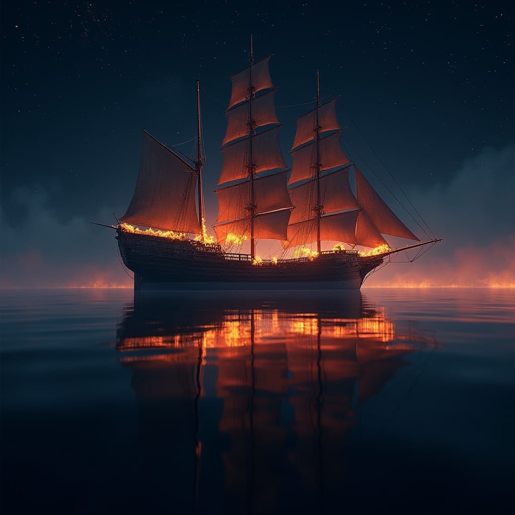 Majestic Barco in Pristine Condition Suspended in Starry Exp...