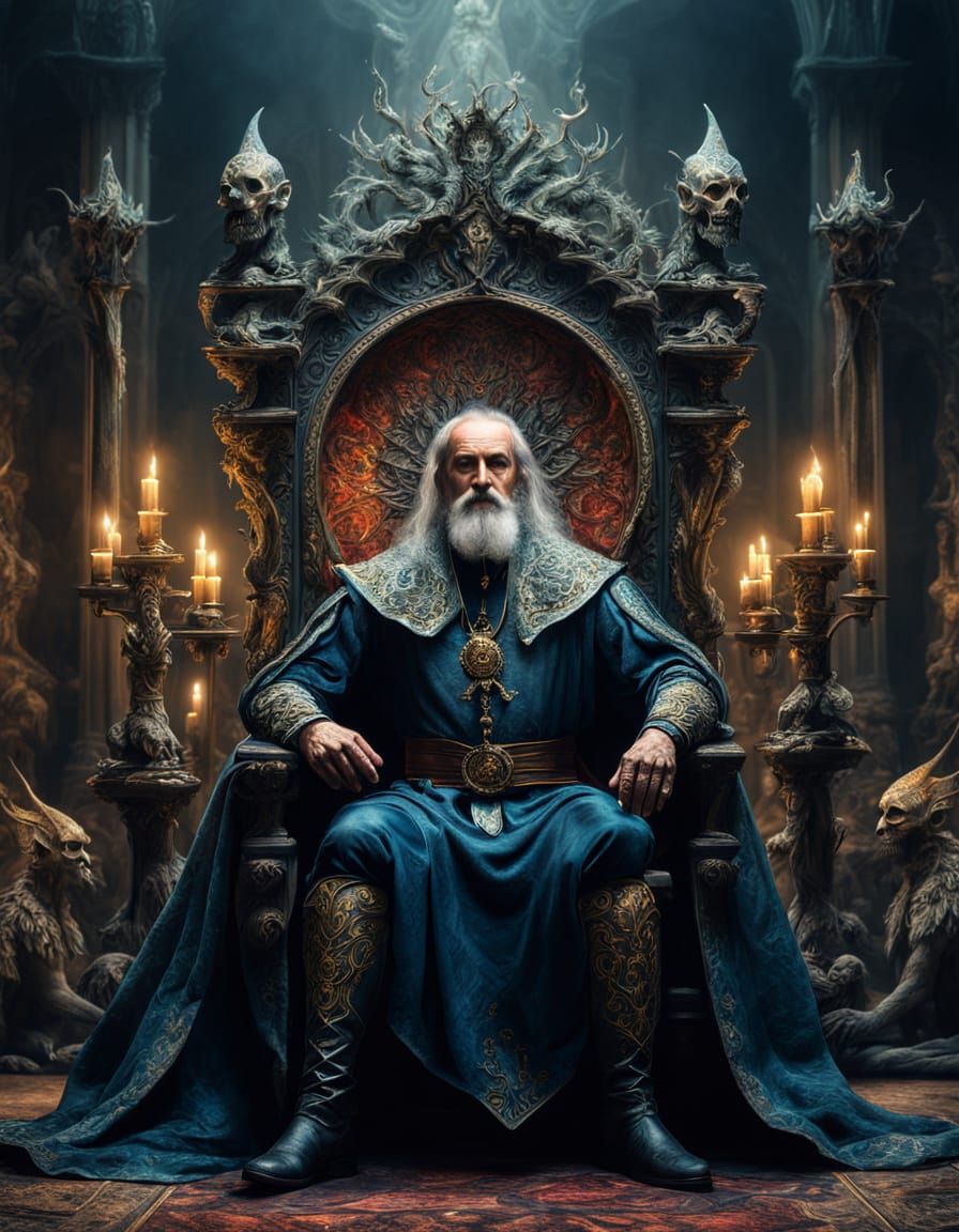 Baroque Fantasy Portrait: Mystic Otto Rapp in Elrond's Hall