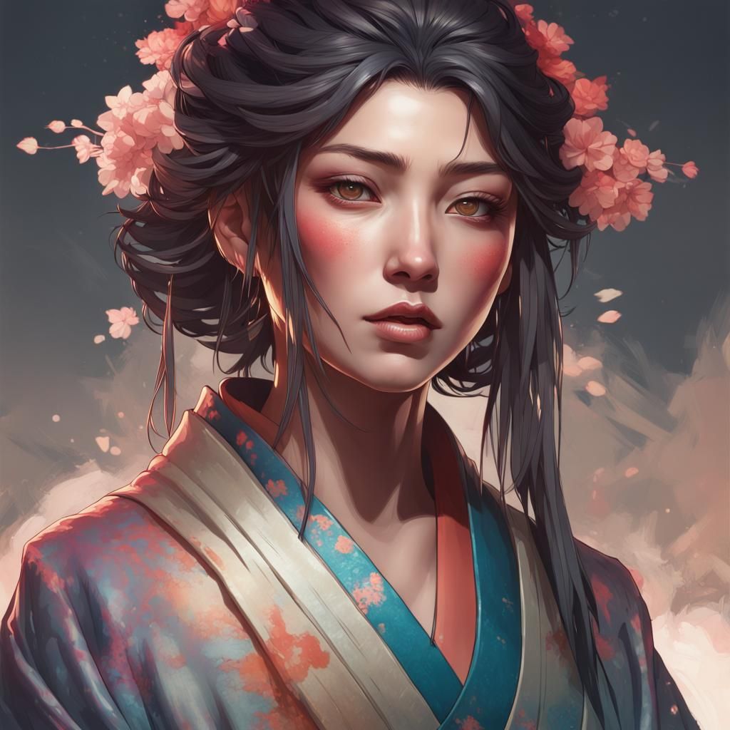 Japanese-Style Portrait with Dynamic Lighting