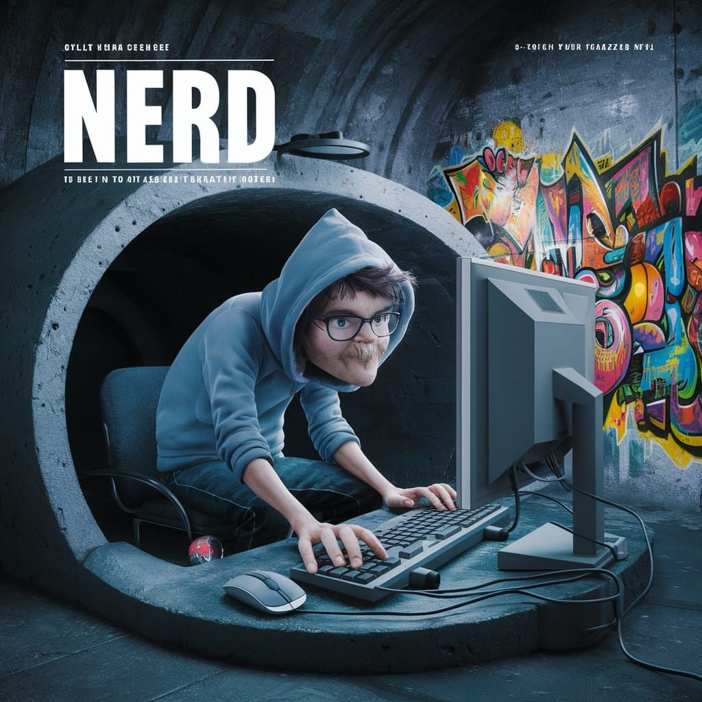 Magazine Cover: Nerdy Guy in High-Tech Bunker